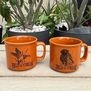 Vintage Field and Stream Left Handed Mugs~Lab and Duck